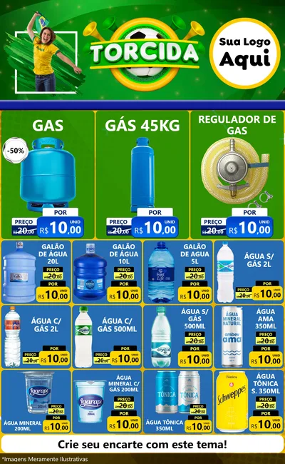 Modelo de Encarte para Encarte Grande com o tema Torcida para Água e gás