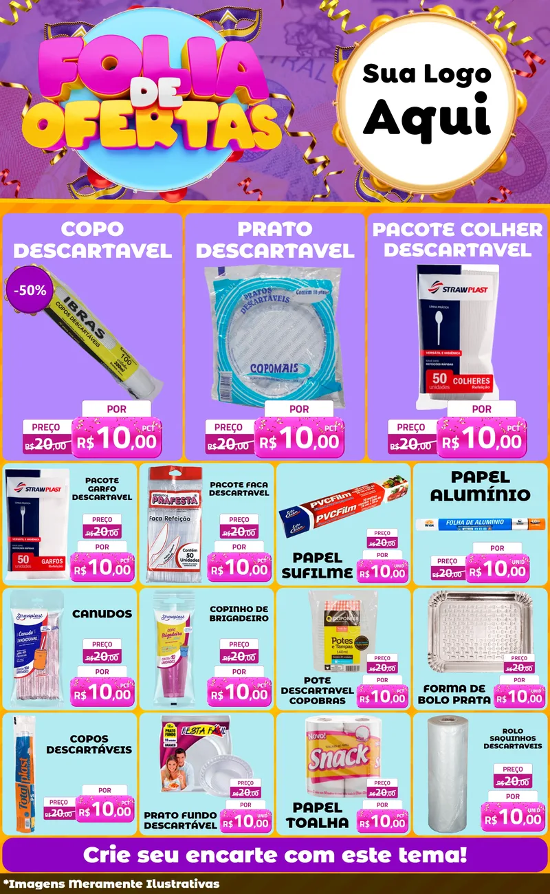 Modelo de Encarte para Encarte Grande com o tema Folia de Ofertas para Embalagens