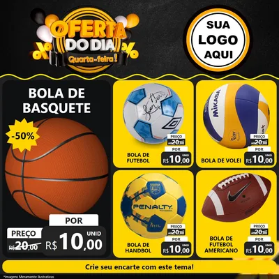 Modelo de Rede Social para Feed Facebook com o tema Oferta do Dia - Quarta Feira! para Artigos Esportivos