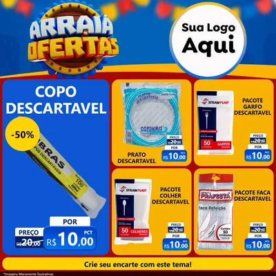 Modelo de Rede Social para Feed Facebook com o tema Arraiá de Ofertas - Junina para Embalagens