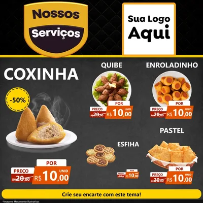 Modelo de Rede Social para Feed Facebook com o tema Nossos Serviços para Salgadaria