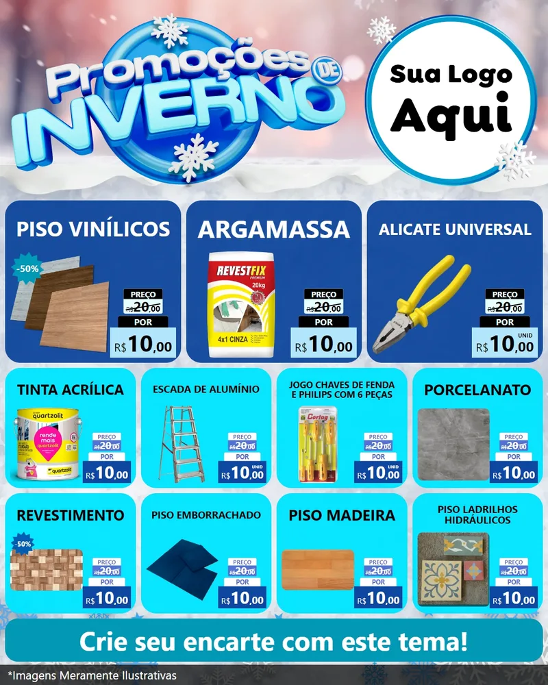 Modelo de Rede Social para Feed Instagram com o tema Promoções de Inverno para Material para Construção