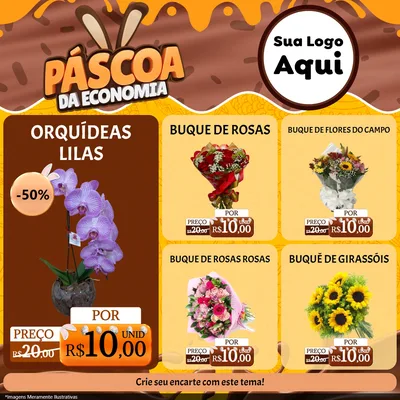 Modelo de Rede Social para Feed Facebook com o tema Páscoa da Economia para Floricultura e jardim