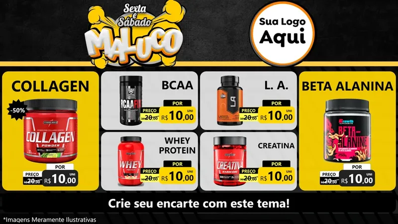 Modelo de TV para TV Horizontal com o tema Sexta e Sábado Maluco para Suplementos alimentares