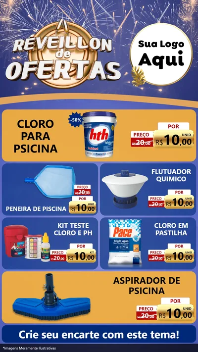 Modelo de TV para TV Vertical com o tema Réveillon de Ofertas para Produtos para Piscina