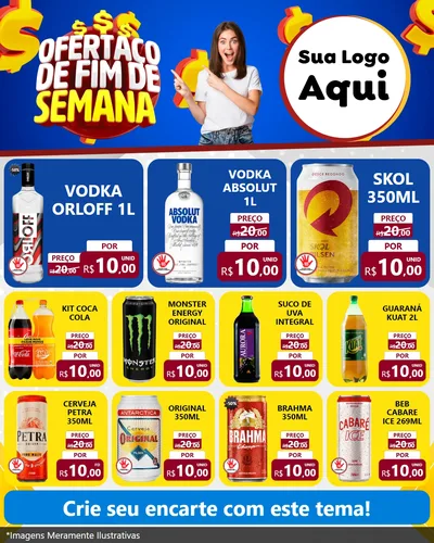 Modelo de Rede Social para Feed Instagram com o tema Ofertaço de Fim de Semana para Distribuidora de bebidas