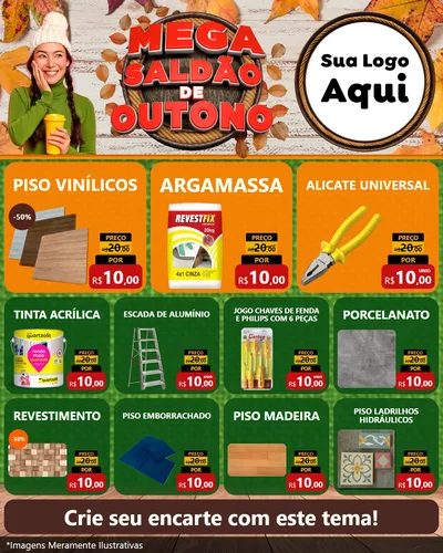 Modelo de Rede Social para Feed Instagram com o tema Mega Saldão de Outono para Material para Construção