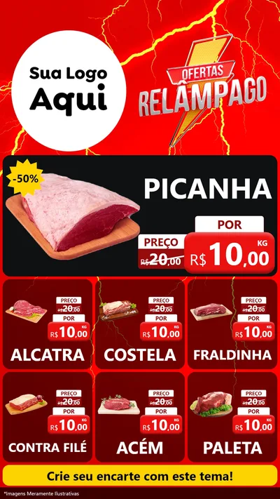 Modelo de Rede Social para Stories com o tema Ofertas Relâmpago para Açougue