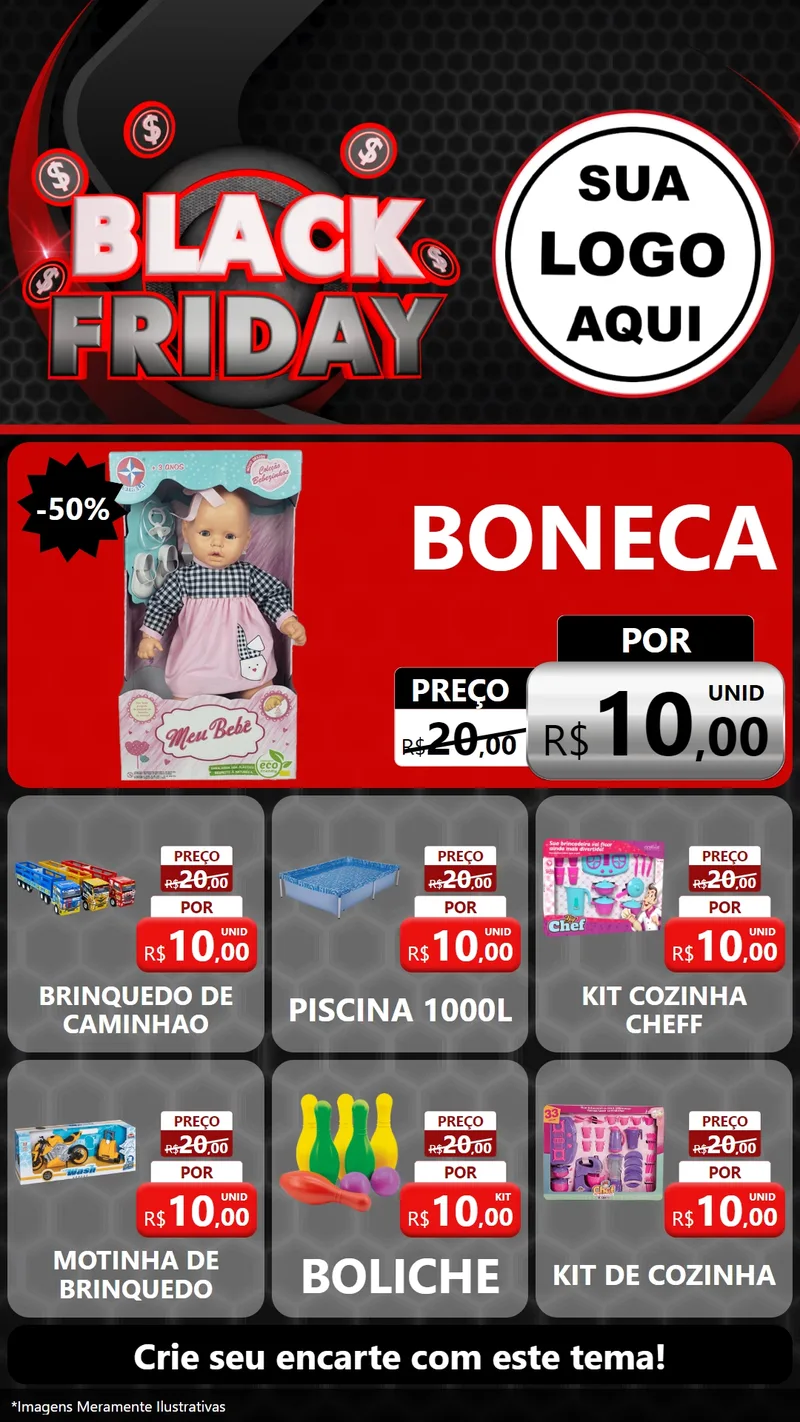 Modelo de Rede Social para Stories com o tema Black Friday para Brinquedos