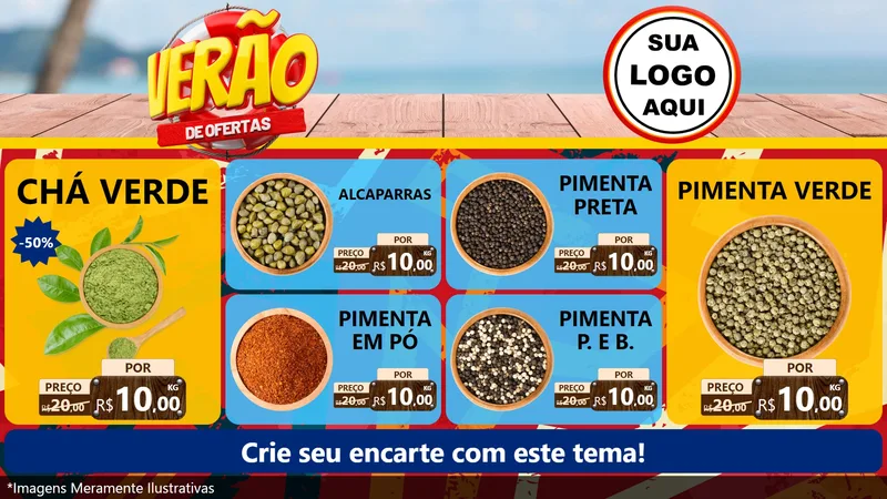 Modelo de TV para TV Horizontal com o tema Verão de Ofertas para Produtos Naturais
