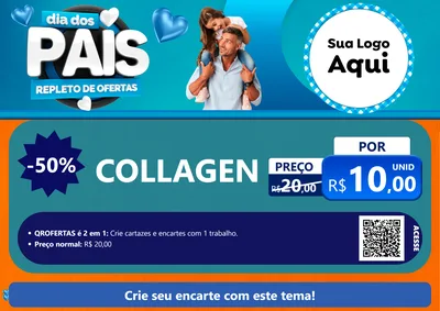 Modelo de Cartaz para Cartaz A4 Horizontal com o tema Dia Dos Pais Repleto de Ofertas para Suplementos alimentares