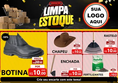 Modelo de Encarte para Encarte A4 Horizontal com o tema Operação Limpa Estoque para Agropecuária