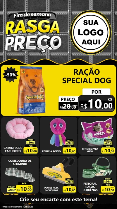 Modelo de Rede Social para Stories com o tema Fim de Semana Rasga Preço para Pet Shop