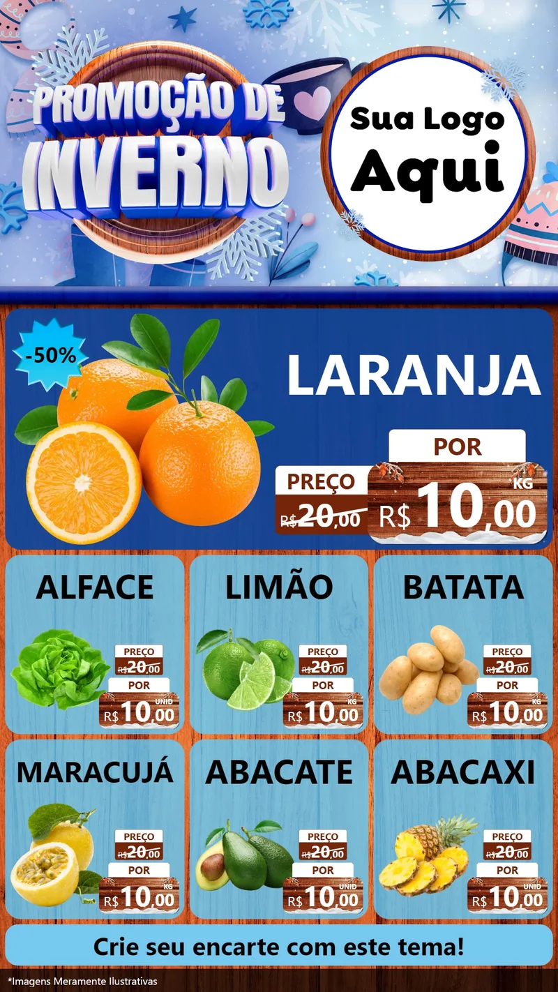 Modelo de Rede Social para Stories com o tema Promoção de Inverno para Hortifrúti