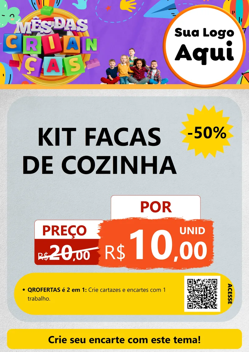 Modelo de Cartaz para Cartaz A4 Vertical com o tema Mês Das Crianças para Utilidades Domésticas