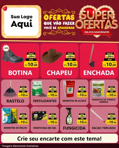 Modelo de Rede Social para Feed Instagram com o tema Dia dos Namorados para Agropecuária