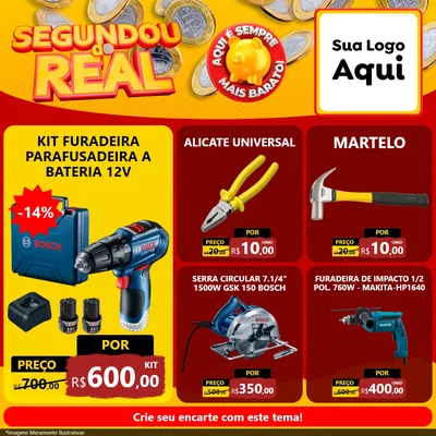 Modelo de Rede Social para Feed Facebook com o tema Segundou do Real para Maquinas e Ferramentas