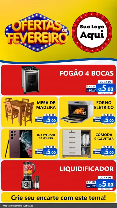 Modelo de TV para TV Vertical com o tema Ofertas de Fevereiro para Móveis e Eletro