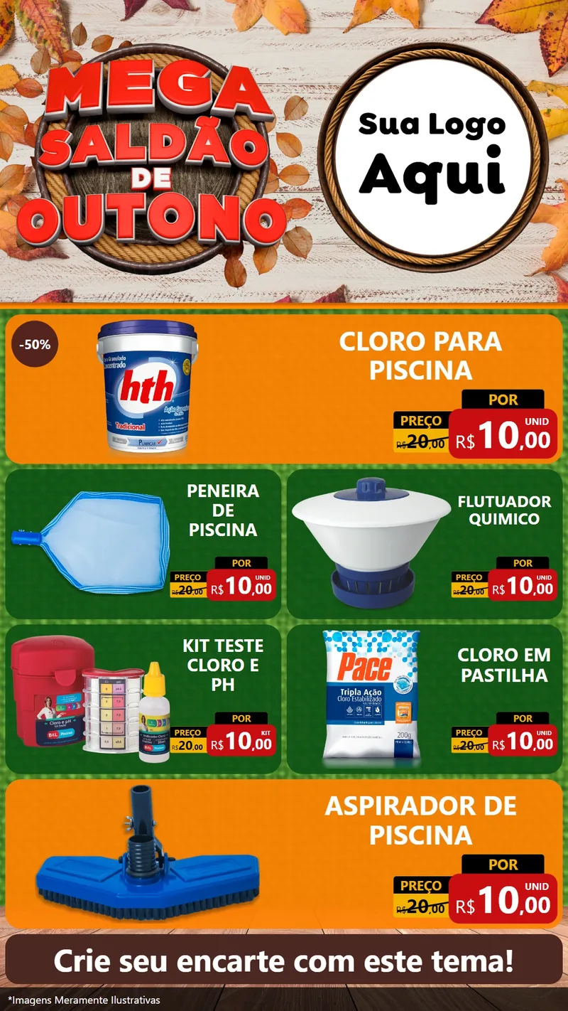 Modelo de TV para TV Vertical com o tema Mega Saldão de Outono para Produtos para Piscina