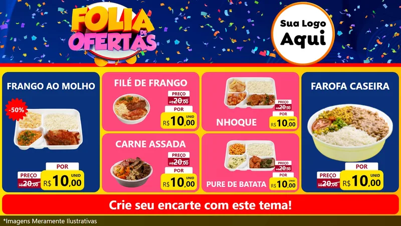 Modelo de TV para TV Horizontal com o tema Folia de Ofertas para Restaurante