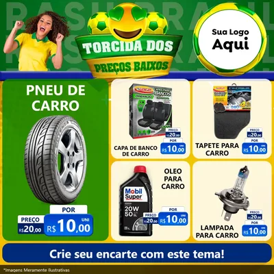 Modelo de Rede Social para Feed Facebook com o tema Torcida dos Preços Baixos - Copa para Auto peças