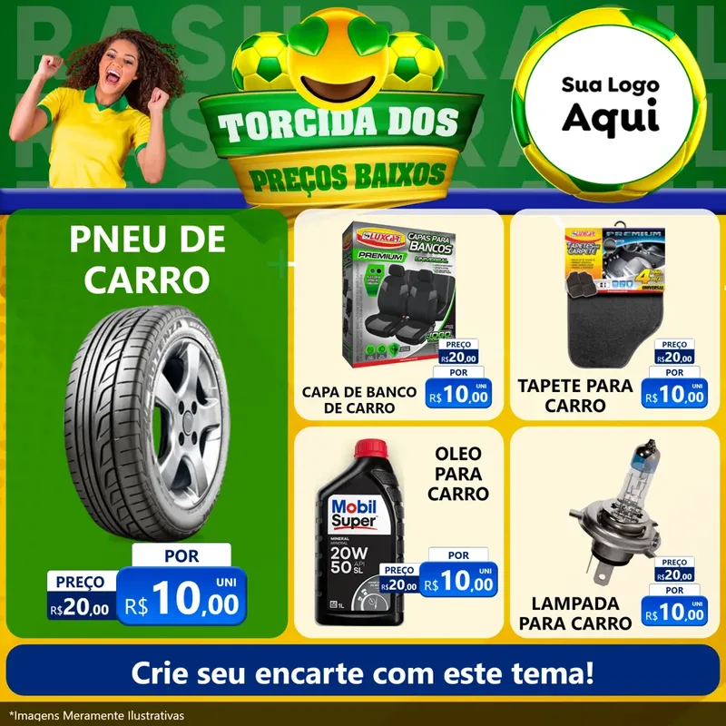 Modelo de Rede Social para Feed Facebook com o tema Torcida dos Preços Baixos - Copa para Auto peças