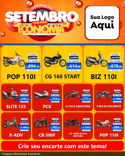 Modelo de Rede Social para Feed Instagram com o tema Operação Setembro Com Muita Economia para Concessionaria de Motos