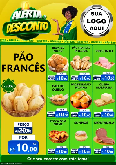 Modelo de Encarte para Encarte A4 Vertical com o tema Alerta de Desconto para Padaria
