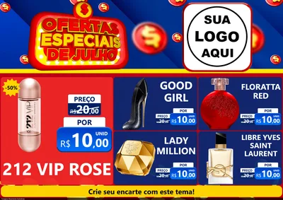 Modelo de Encarte para Encarte A4 Horizontal com o tema Ofertas Especiais de Julho para Perfumes