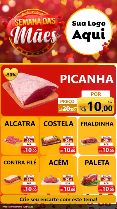 Modelo de Rede Social para Stories com o tema Semana das Mães para Açougue