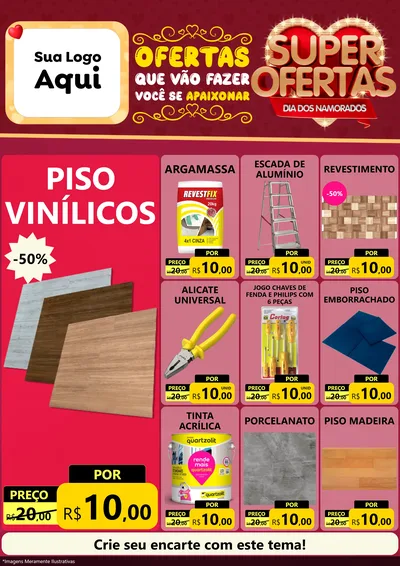 Modelo de Encarte para Encarte A4 Vertical com o tema Dia dos Namorados para Material para Construção