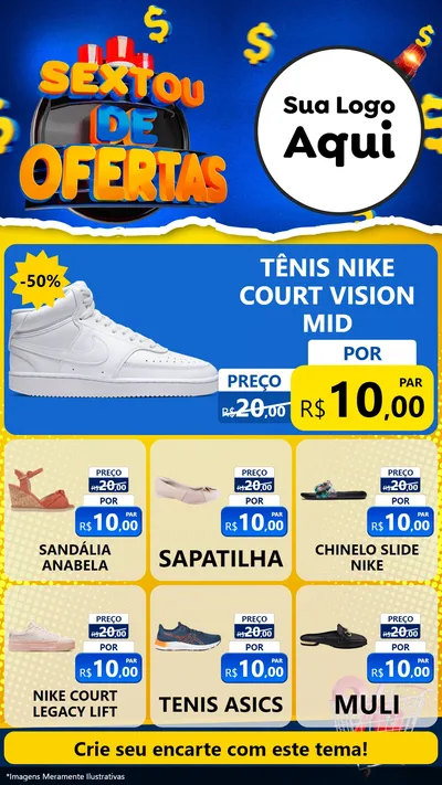 Modelo de Rede Social para Stories com o tema Sextou de Ofertas para Calçados