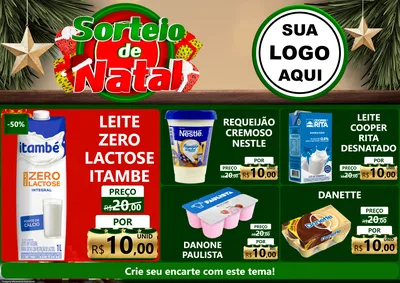Modelo de Encarte para Encarte A4 Horizontal com o tema Sorteio de Natal para Frios e Laticínios