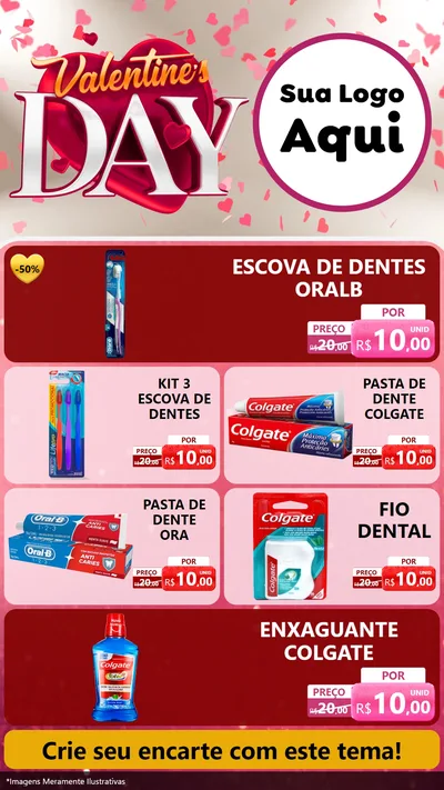 Modelo de TV para TV Vertical com o tema Valentine's Day para Higiene Pessoal