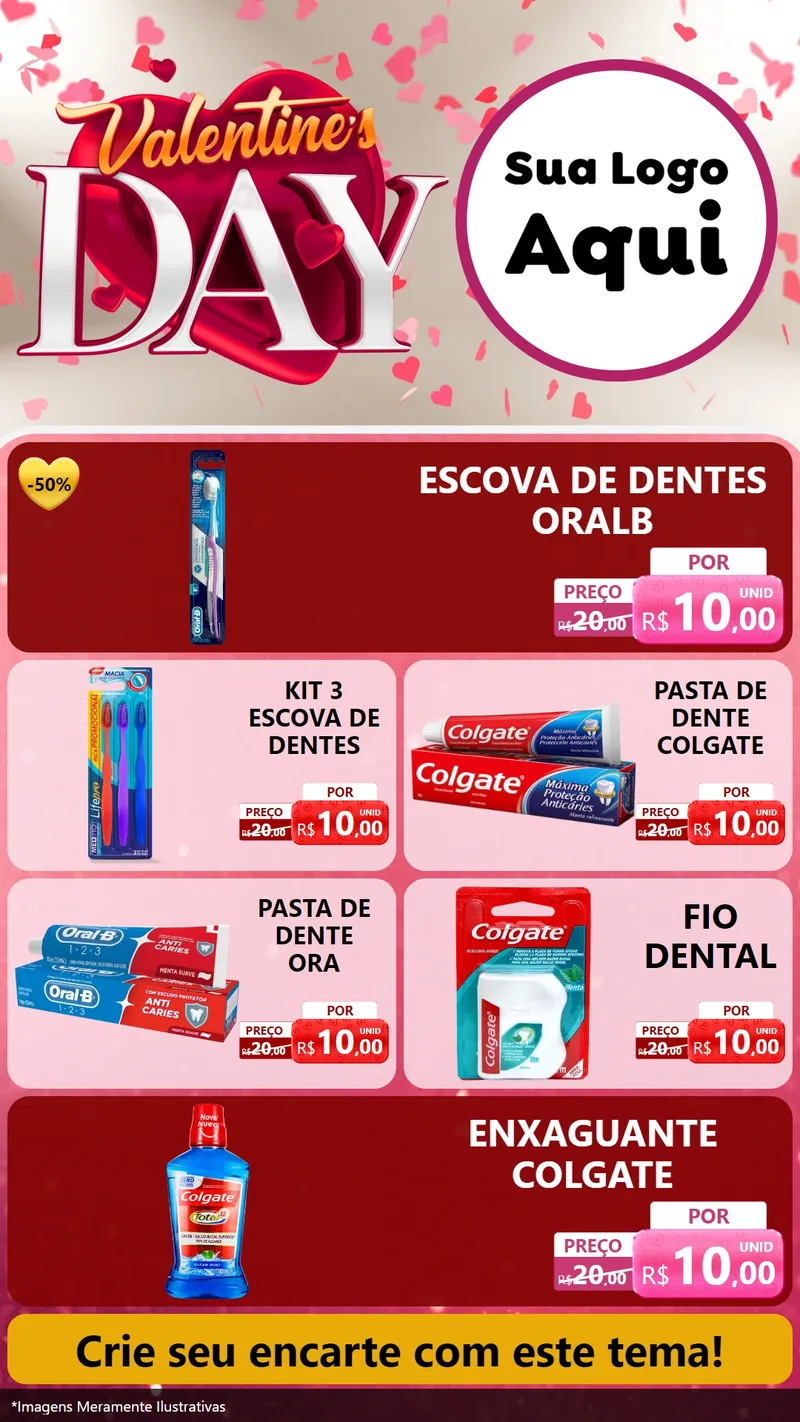 Modelo de TV para TV Vertical com o tema Valentine's Day para Higiene Pessoal