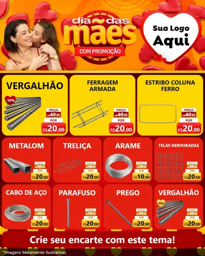 Modelo de Rede Social para Feed Instagram com o tema Dia das Mães com Promoção para Ferragens