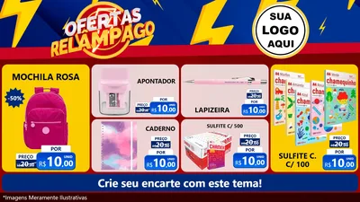Modelo de TV para TV Horizontal com o tema Ofertas Relâmpago para Papelaria