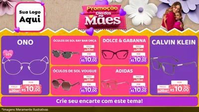 Modelo de TV para TV Horizontal com o tema Promoção Dia das Mães para Óticas