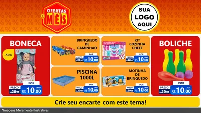 Modelo de TV para TV Horizontal com o tema Ofertas do Mês para Brinquedos