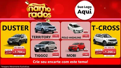 Modelo de TV para TV Horizontal com o tema Semana dos namorados para Concessionaria de Carros