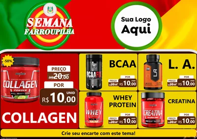 Modelo de Encarte para Encarte A4 Horizontal com o tema Semana Farroupilha para Suplementos alimentares