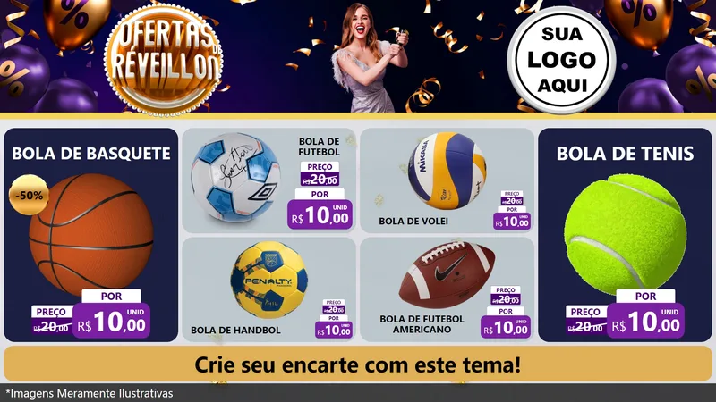 Modelo de TV para TV Horizontal com o tema Ofertas de Réveillon para Artigos Esportivos