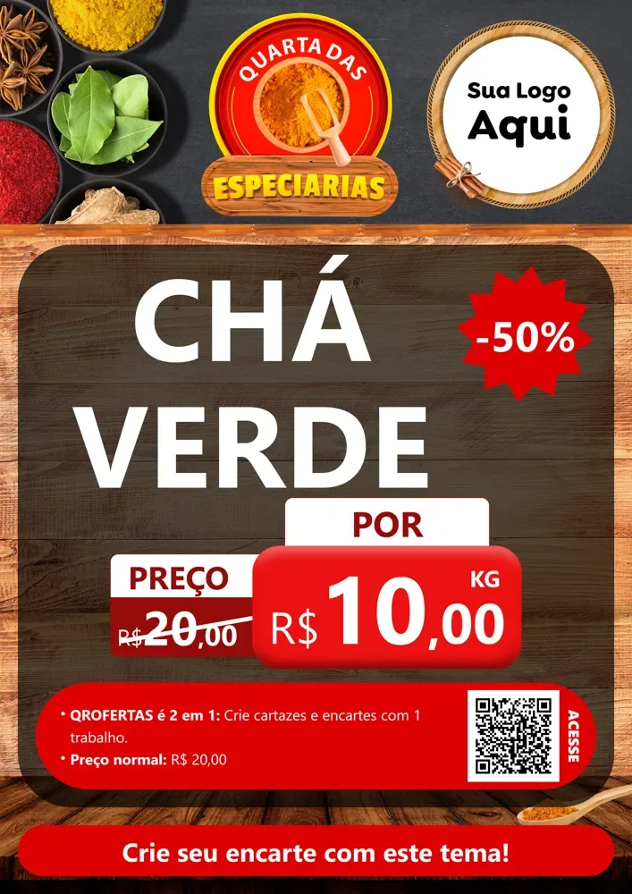 Modelo de Cartaz para Cartaz A4 Vertical com o tema Quarta das Especiarias para Produtos Naturais