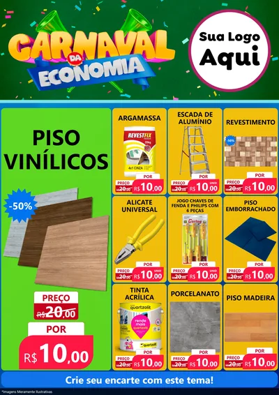 Modelo de Encarte para Encarte A4 Vertical com o tema Carnaval da Economia para Material para Construção