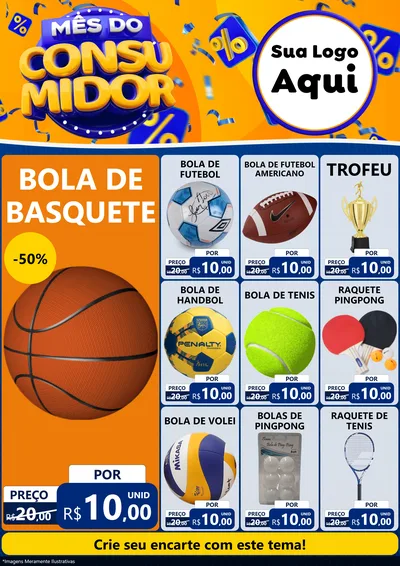 Modelo de Encarte para Encarte A4 Vertical com o tema Mês do Consumidor para Artigos Esportivos