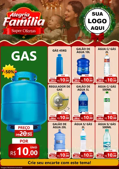Modelo de Encarte para Encarte A4 Vertical com o tema Alegria Em Família - Super Ofertas para Água e gás