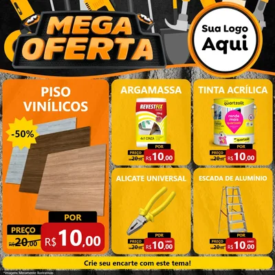 Modelo de Rede Social para Feed Facebook com o tema Mega Oferta para Material para Construção