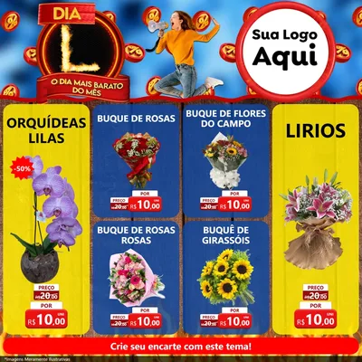 Modelo de Rede Social para Feed Facebook com o tema Dia L - O Dia Mais Barato Do Mês para Floricultura e jardim