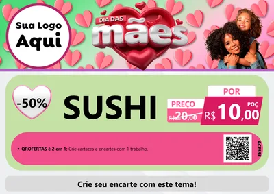 Modelo de Cartaz para Cartaz A4 Horizontal com o tema Dia das Mães para Comida japonesa