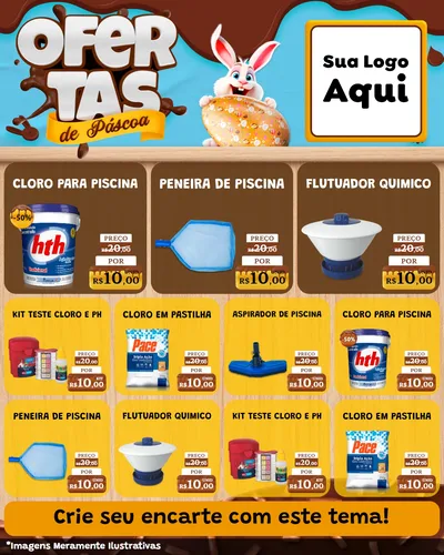 Modelo de Rede Social para Feed Instagram com o tema Ofertas de Páscoa para Produtos para Piscina